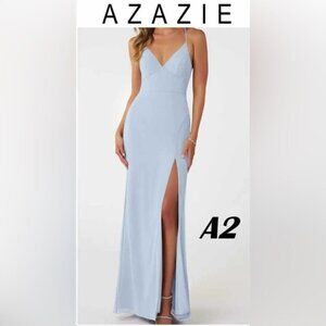 Azazie, Women's Becca Floor-Length Dress - Mist. Size: A2. NWT.